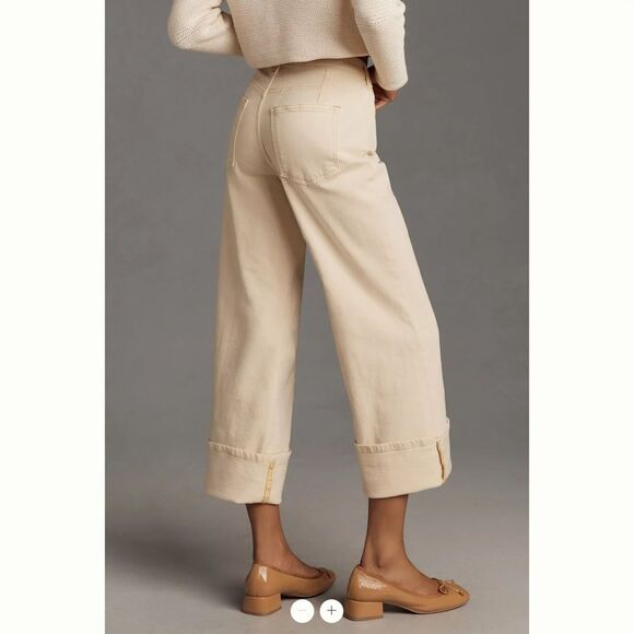 Pilcro Cream Wide Leg Jeans - Picture 3 of 6